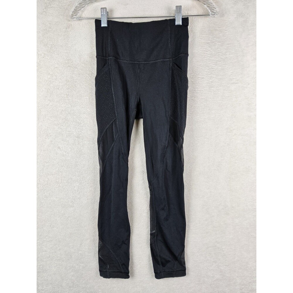 Lululemon Women’s Wunder Train Mesh Inset Athletic Leggings Black Size 2